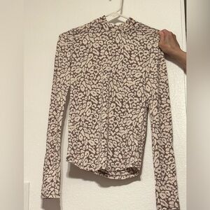 Free People Beige and Cream Patterned Long Sleeve Top